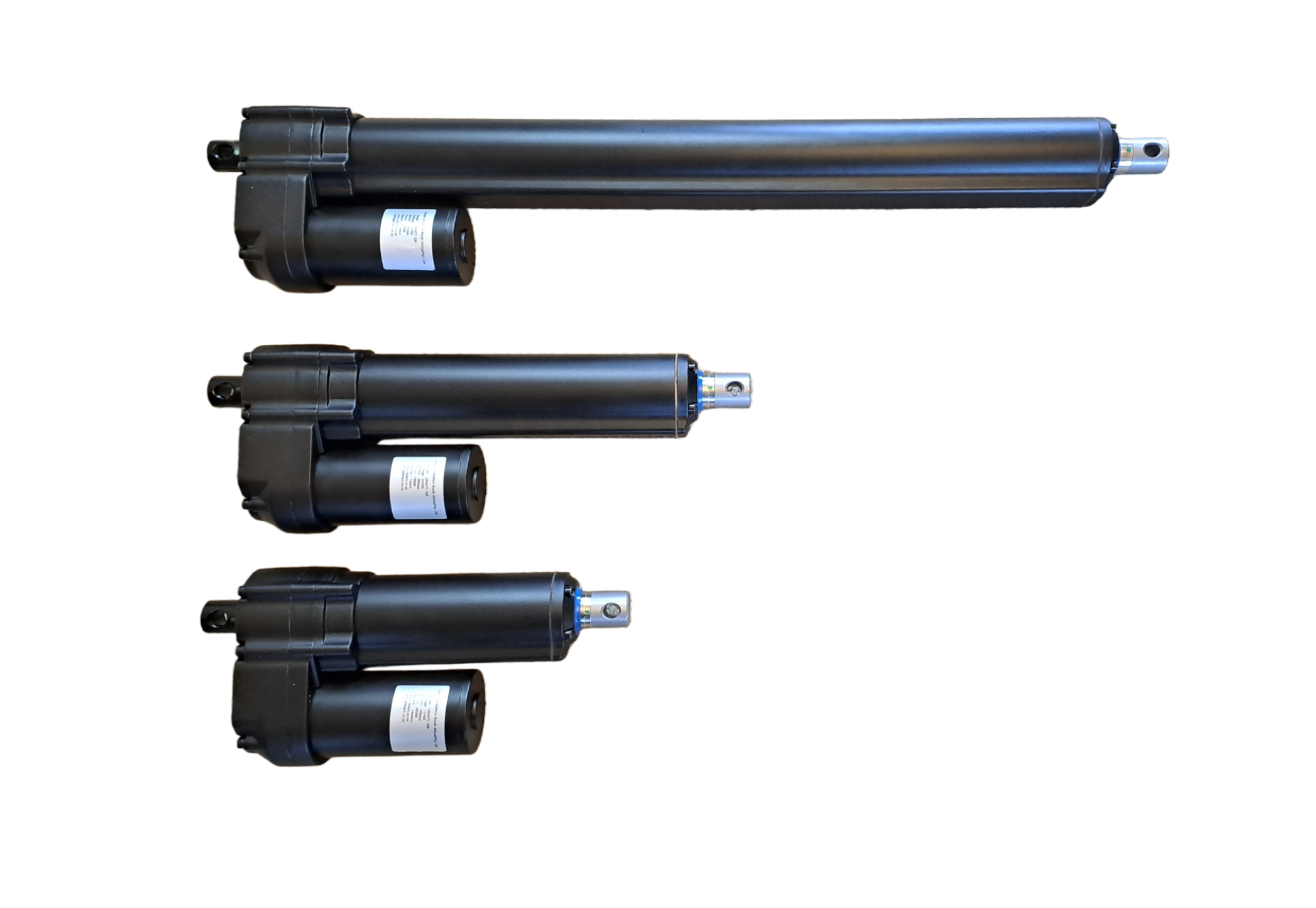 A group photo of the LINACT-33P 7,000N range showcasing various professional stroke lengths.