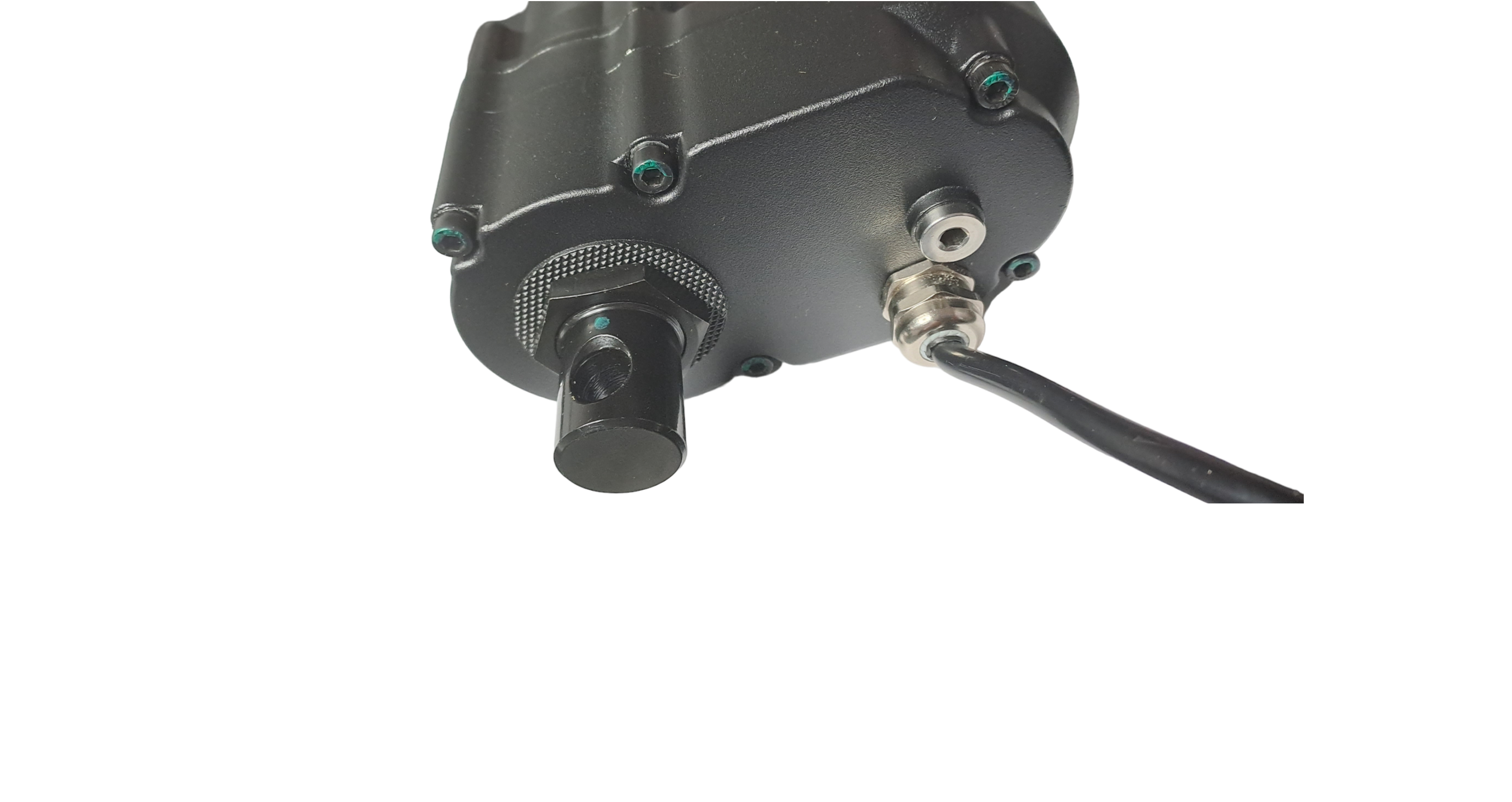 Robust rear-end and IP65 cable gland on the LINACT-33P heavy-duty linear actuator.