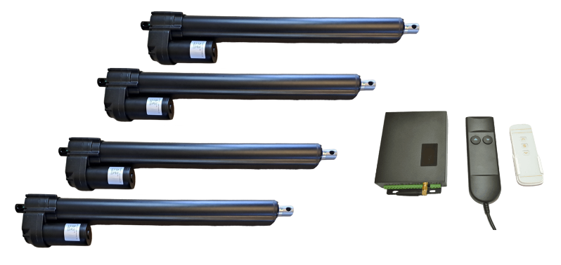 Technical drawing proof showing 24Vdc LINACT-33P synchronous actuators available in sets of 2 and 4.