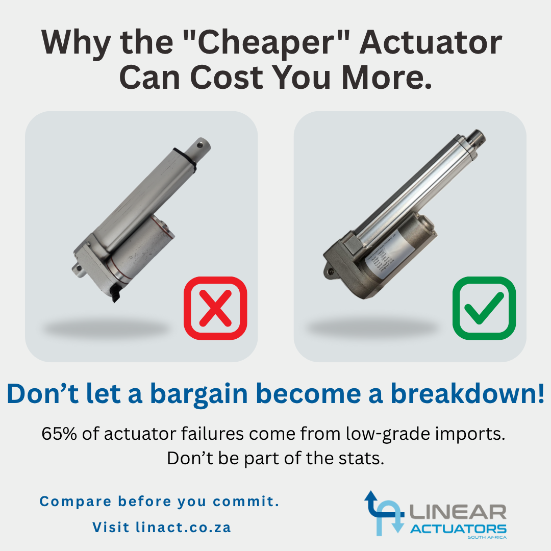 Side-by-side comparison of a generic cheap linear actuator versus the quality LINACT-J actuator