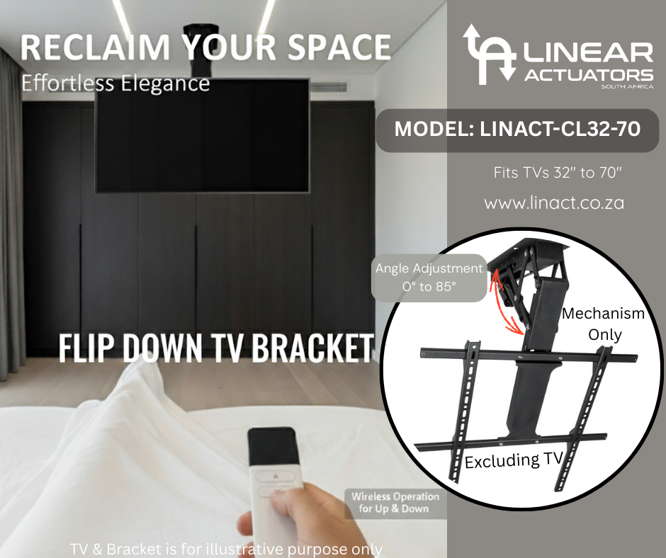 Motorized Flip Down TV Ceiling Mount Model LINACT-CL32-70