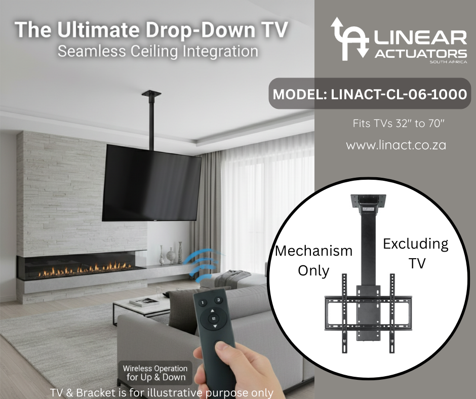 Vertical Drop Down TV Lift Mechanism for Ceilings Model LINACT-CL-06-1000