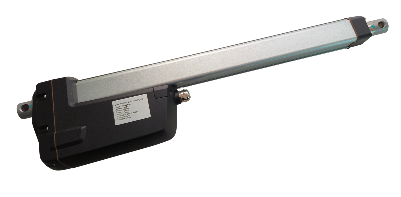 LINACT-G2 24Vdc heavy-duty linear actuator with a 400mm stroke and 10,000N lift force capacity.