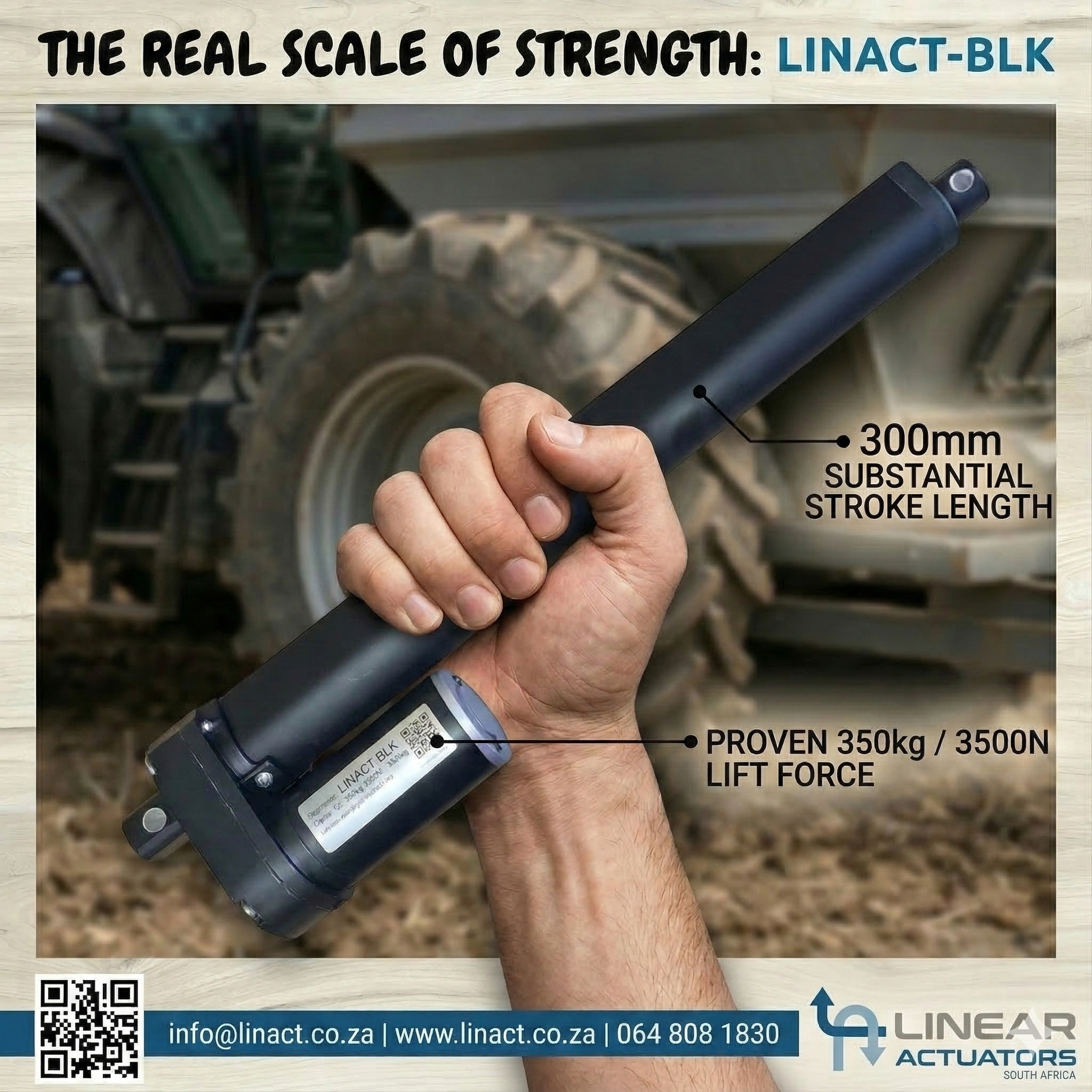 LINACT-BLK 300mm 12V Linear Actuator